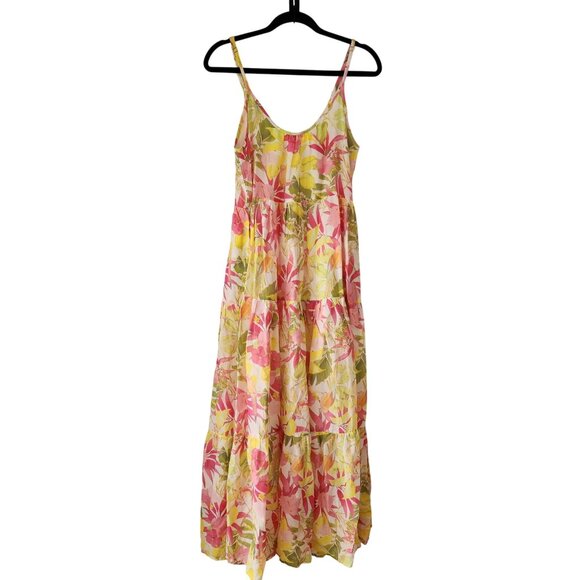 Roller Rabbit Imza Maxi Dress Dakota Floral Tiered Ruffle Skirt Silk Cotton S - Picture 2 of 10